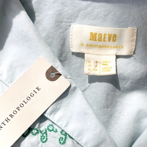 Anthropologie Maeve Size 2 Clarissa Bon Voyage Beaded Button Down Shirt - Picture 14 of 14
